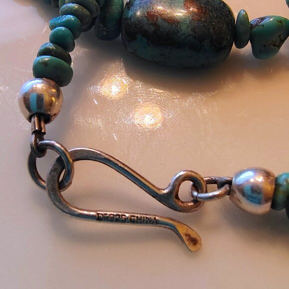 Jay King DTR Sterling Natural Green Blue Turquoise Nugget Strand Necklace - Picture 6 of 10
